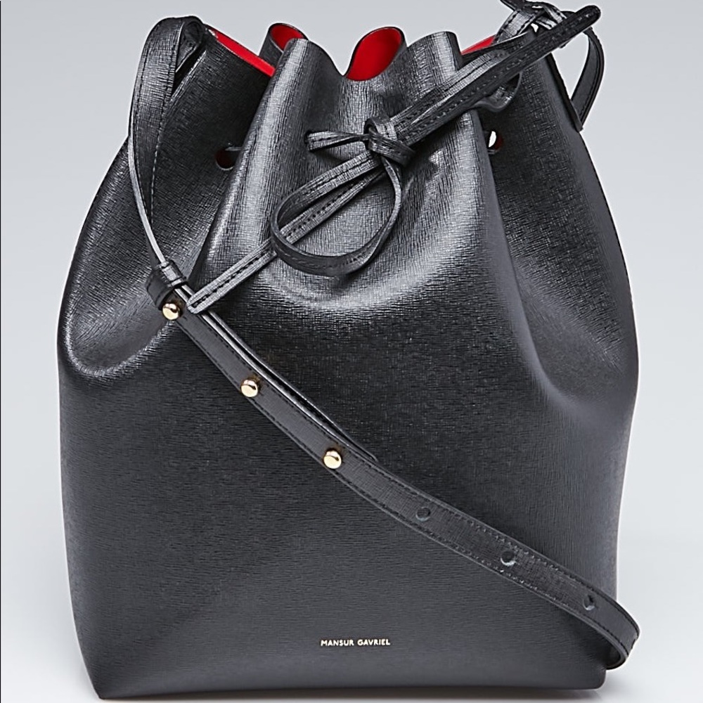 Mansur Gavriel Large Leather Bucket Bag Saffiano